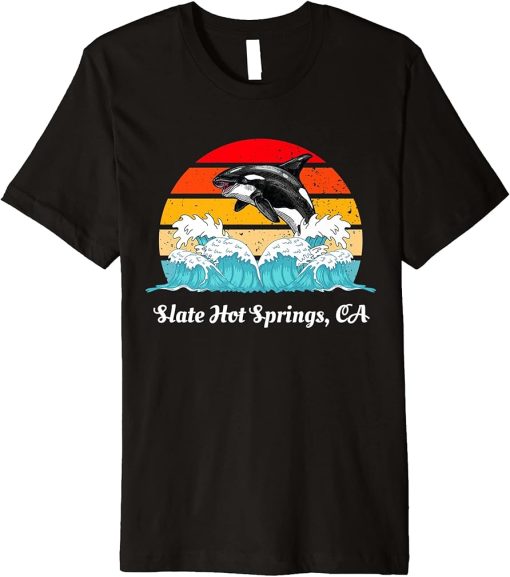 Vintage Slate Hot Springs CA Distressed Orca Killer Whale Premium T-Shirt