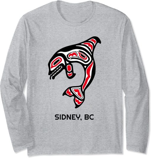Sidney, British Columbia Native American Orca Killer Whales Long Sleeve T-Shirt